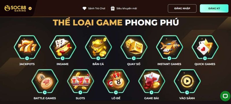 Sản phẩm giải trí đình đám tại kho game nhà cái Soc88